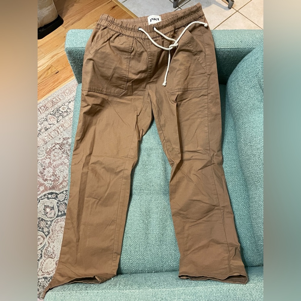 COPY - Pact Woven Twill Roll Up Pant - Khaki